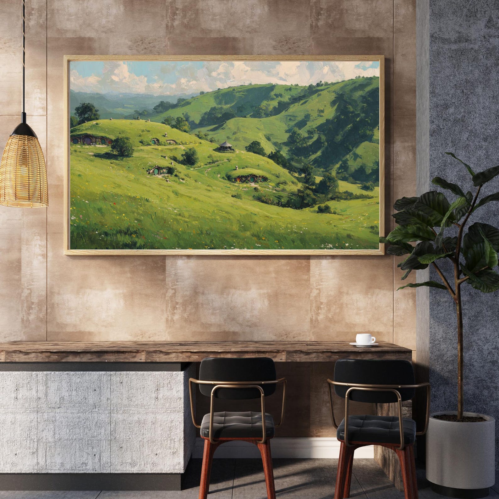 The Shire Oil Painting Style Poster | Lord of the Rings Landscape Art ...