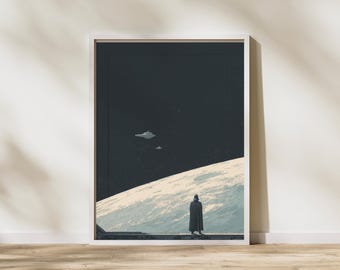 Darth Vader & Space Oil Painting style Poster | Star Wars Art Printed