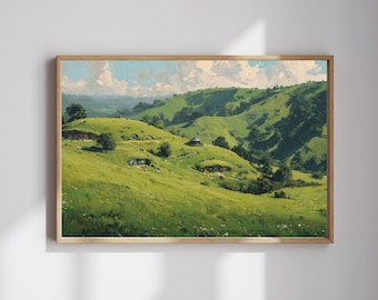 The Shire Oil Painting style Poster | Nature Landscape Art printed