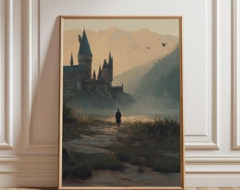 Magisch kasteelposter | Geïnspireerde muurkunst | Tovenaarsschilderij | Magische fantasieprint