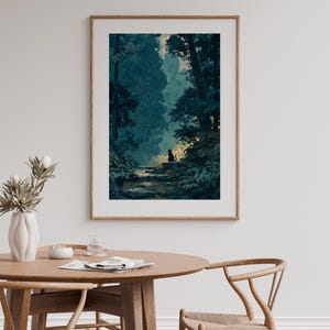 Jiji Enchanted Forest Poster – Ghibli Inspired Black Cat Night Art, Lofi Wall Decor image 6