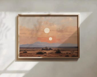 The Twin Suns Poster – Sci-Fi Landscape Art Print