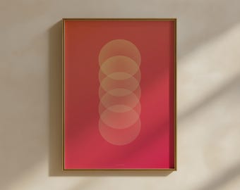 Circles of Light Print, Retro moderne Wandkunst mit Farbverlauf (Digitaler Download)