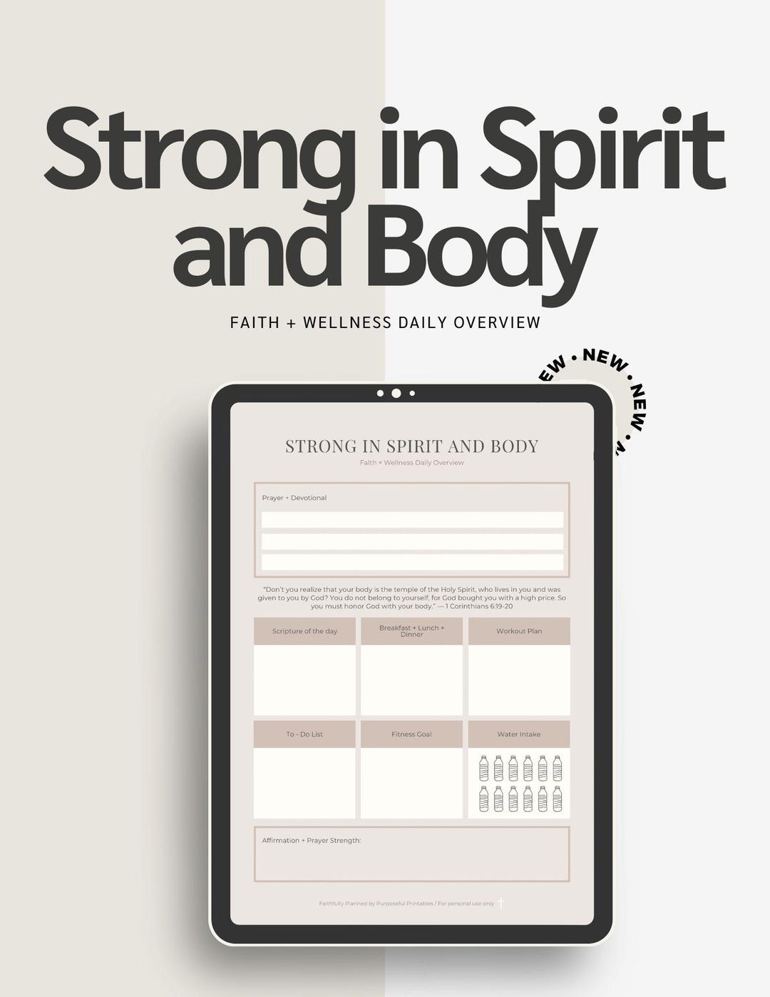 Christian Faith & Fitness Planner: Daily Wellness Tracker (printable ...