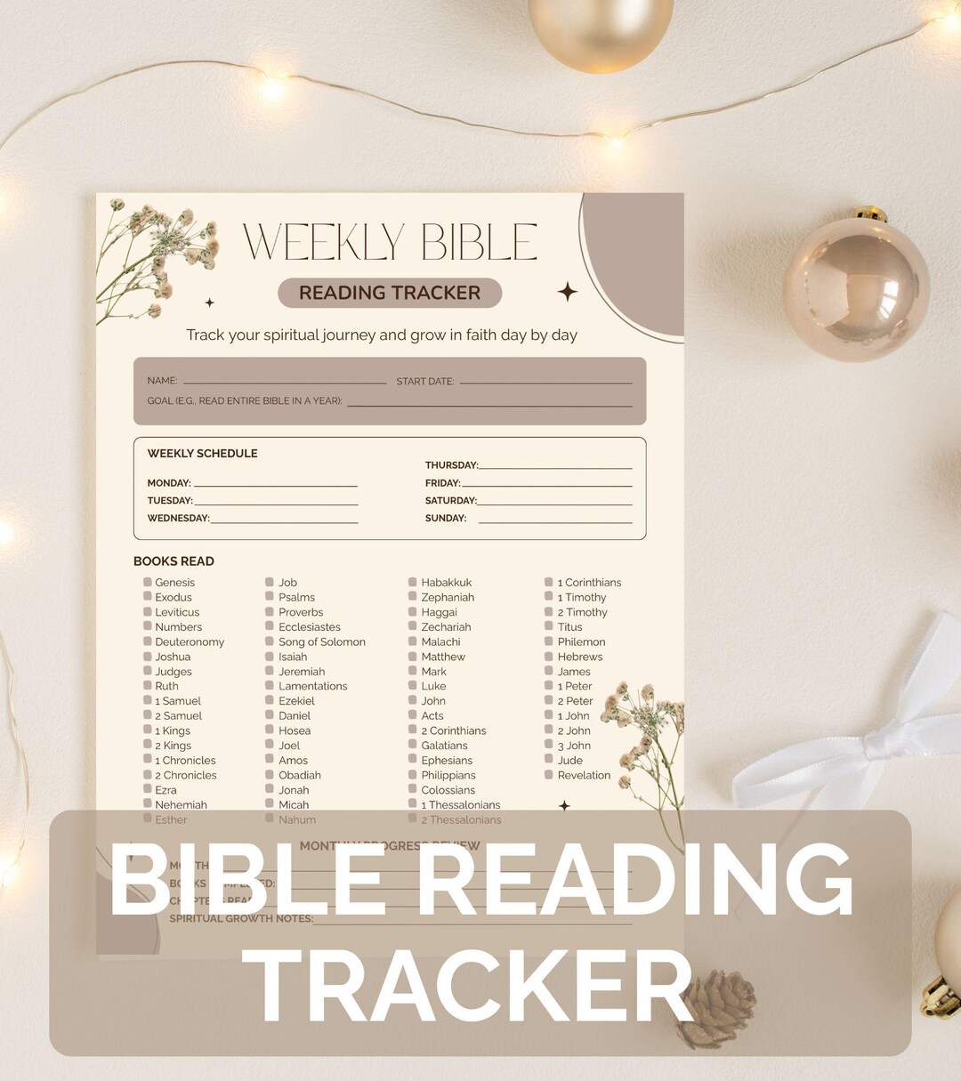 Bible Reading Checklist Printable | Weekly Faith Planner | Scripture ...