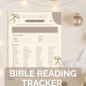 Checklist voor bijbellezen afdrukbaar | Wekelijkse geloofsplanner | Tekstentracker | Christelijke afdrukbare pdf
