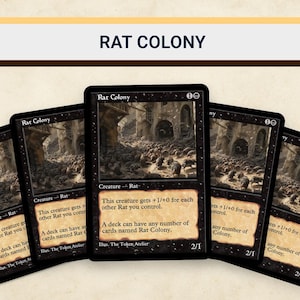 18 Rat Colony MTG proxy set rat tribal Magic cards dark fantasy medieval 90s European art style for casual Commander EDH decks