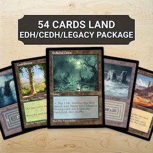 54 MTG Cards Land Proxy Bundle Surveil Lands, Shocklands, Fetch Lands, Gaea's Cradle & Dual Lands Commander cEDH Mana Dark Fantasy Style