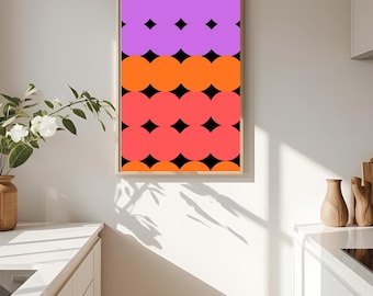 Geometric Circles Art Print: Abstract Mid Century Modern Decor (Digital Download)