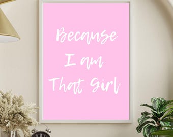 Feminist Art Print | Girl Boss | Pink Inspirational and Encouragement Quote (Digital Download)