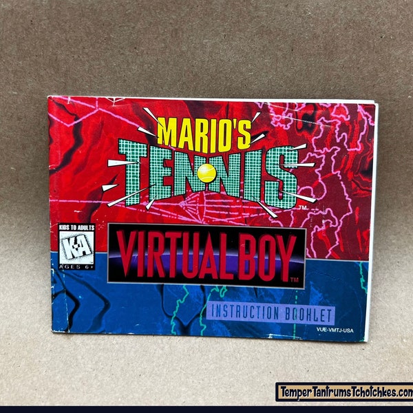 Mario Tennis Manual for Nintendo Virtual Boy