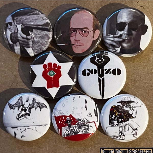 Hunter S Thompson Set -1", 1.5" or 2.25" Buttons/Bottle Openers-