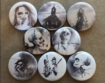 8 Brand New 1" "Scary Stories" Button Set