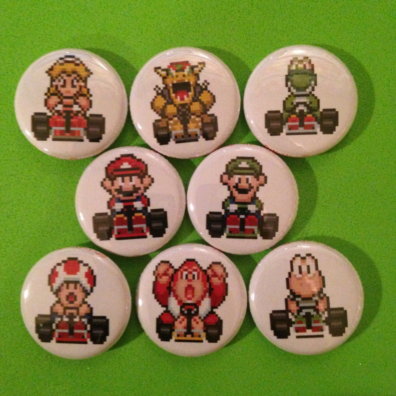 8 Brand New 1 Mario Kart Button Set Etsy