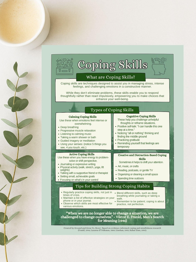 Coping Skills Worksheet for Therapy | Digital Handout PDF | DBT CBT ...