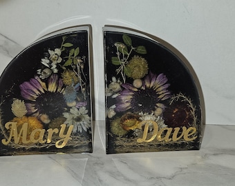 Resin flower Book Ends