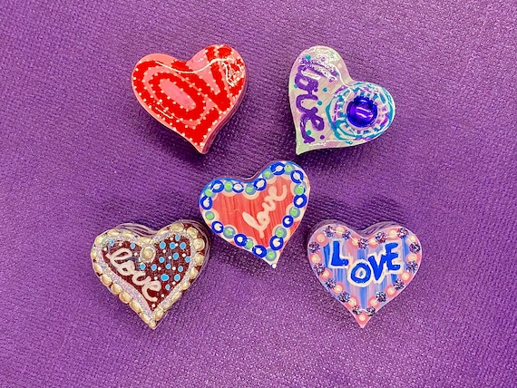 Magnets, Handmade, Magnet Set, Magnet, Special Gift, Hand Painted, Hearts,  Heart Magnets, Pretty Magnets, Heart Magnet, Beautiful Magnets