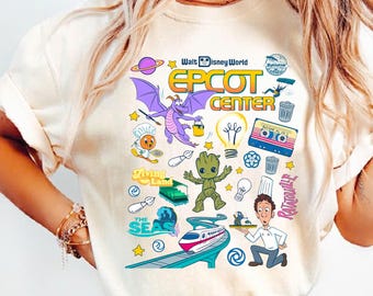 Centro Epcot de Disney World - ¡Camiseta con dibujo de garabatos! - Descarga digital instantánea PNG - Camiseta estilo boceto de Epcot, camiseta con collage de Epcot