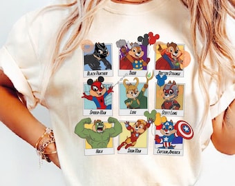 Camiseta personalizada de Disney Marvel con Chip y Dale, Spider-Man, Deadpool, Hulk y Thor, camiseta de superhéroes de Chip y Dale, camiseta de viaje a Disneyland.