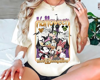 Camiseta vintage de Mickey's Not So Scary 2026, disfraz familiar de Halloween de WDW, camiseta de Halloween de Disney, camiseta de Mickey y sus amigos con calavera y calabaza.