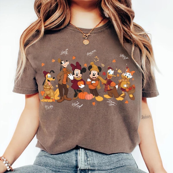 Disney Thanksgiving Shirt, Mickey And Friends Fall Sweatshirt, Autumn Coffee Lover Tee, Disney Family Fall Trip Shirt, Magic Kingdom Tee