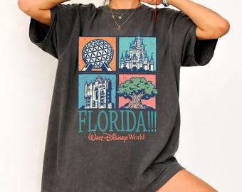 Camiseta grupal de 4 parques de Walt Disney World Florida, camiseta a juego para viaje familiar de Walt Disney World Resort, camiseta con árbol de Animal Kingdom, Hollywood Studios