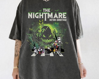 Vintage Nightmare Before Christmas Comfort Colors Shirt, Jack Sally Oogie Boogie Halloween Disney Family Vacation Tee Gift for Women Men
