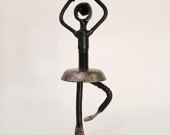 Miniature Ballerina Sculpture — Original Metal Dance Art by Gianny