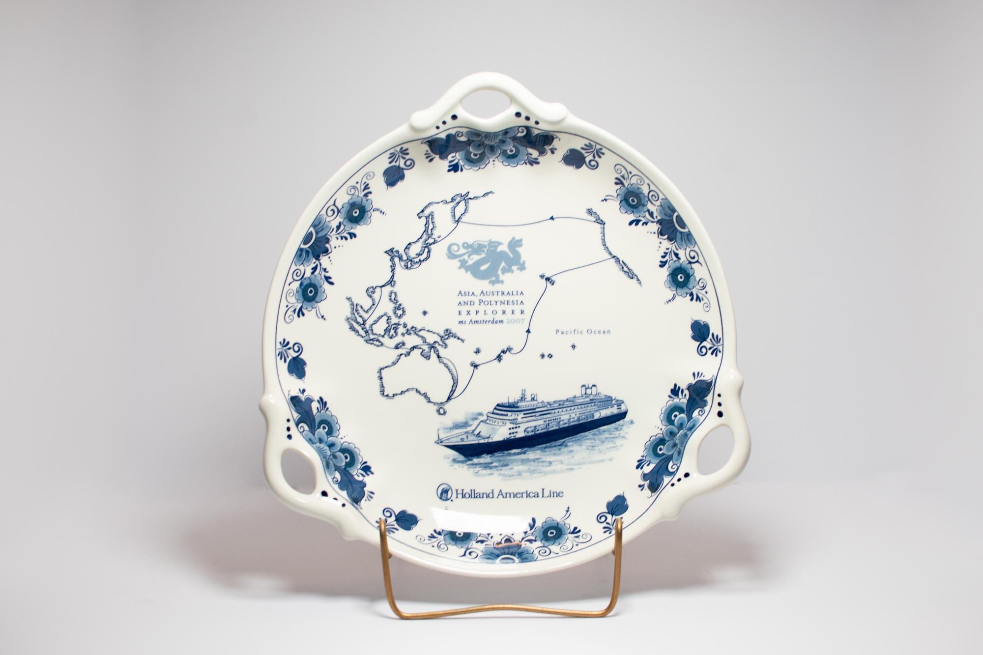 Vintage Holland America Line Blue Delft Plate – 2007 Ms Amsterdam