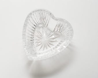 Waterford Crystal Heart Dish, Starburst Cut Lead Crystal Ring Bowl, Ireland