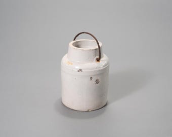 Antique Stoneware Canning Crock, Primitive Farmhouse Kitchen Decor