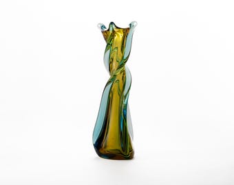 Mid Century Murano Twisted Sommerso Glass Vase imported by JICO