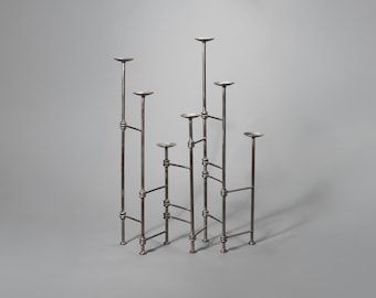 Vintage Mid-Century Brutalist Articulating 7-Arm Expandable Metal Candelabra