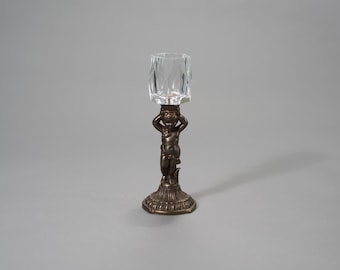 Vintage Solid Bronze Cherub Cigarette Holder, Hollywood Regency Barware