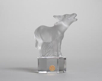 Vintage Nachtmann Crystal Donkey Figurine Paperweight – Frosted Glass Donkey Decor