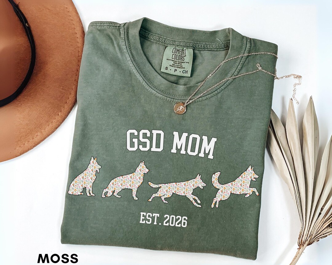 Personalized Floral German Shepherd Comfort Colors® Tee, Custom Est ...