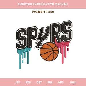 Go Spurs Go Basketball Broderi, Spurs Fan Tröja Design, Streetwear Basket Broderi Design, Urban Match Day Broderi Design