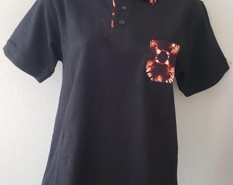 Poloshirt aus 100% Baumwolle mit afrikanischem Aufdruck, Kurzarm-T-Shirt, Kitenge-T-Shirt, afrikanische Herrenbekleidung