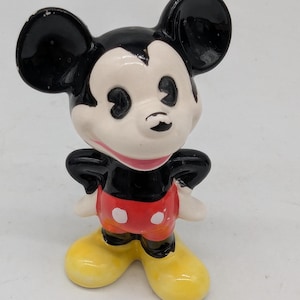 Vintage Mickey Mouse Figurine – Disney Ceramic Japan – Small Shelf Collectible image 1