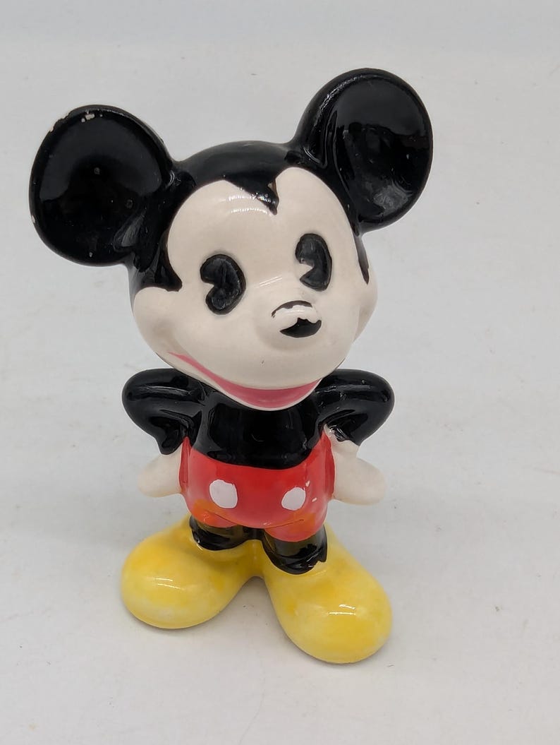Vintage Mickey Mouse Figurine – Disney Ceramic Japan – Small Shelf Collectible image 1