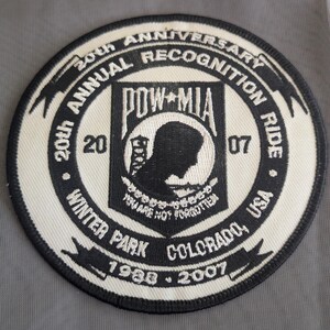 POW MIA 20th Annual Recognition Ride Patch 2007 Winter Park Colorado Memorial Patch