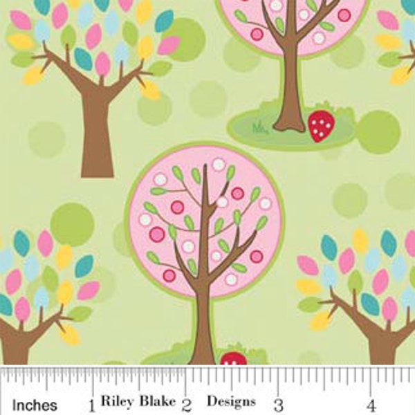 Hoo's in the Forest Fabric Trees in Green by Doohikey Designs for Riley Blake Designs (1 yard) (SALE, SALE, SALE)