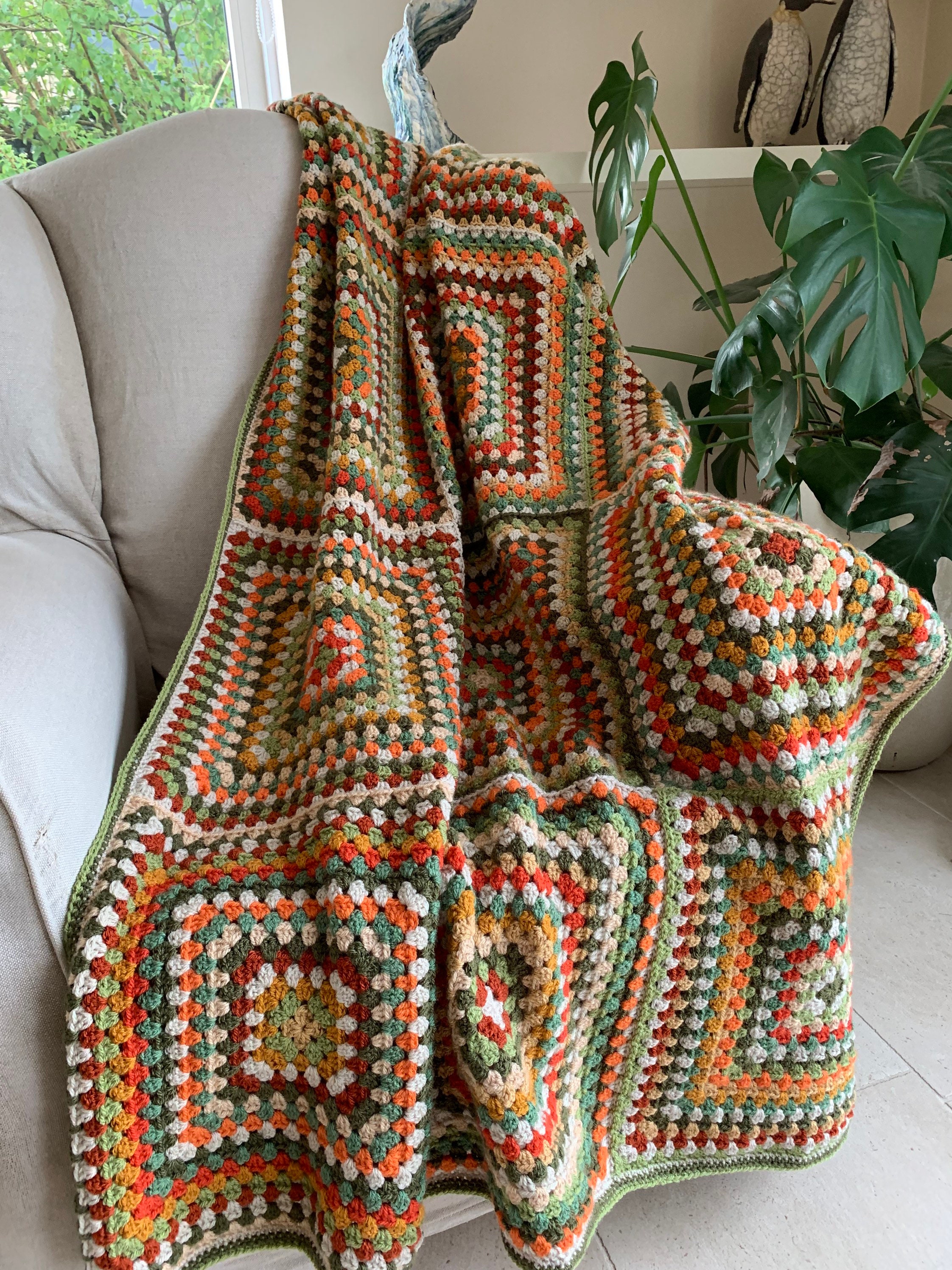 Granny Square Blanket Crochet Afghan Birthday Gift Home | Etsy