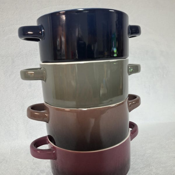 Mikasa Ombre Stoneware Soup Bowls, Set of 4, Double Handle