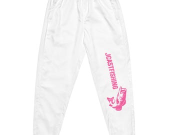 Women's Jogger Sweatpants - Lake Day Soft Joggers, Pink Fishing Detail