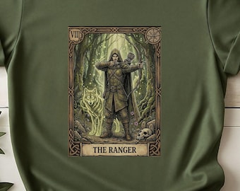 Ranger Class Tarot Card T-Shirt, Dnd Tabletop Rpg Apparel, Vintage Dark Academia Fantasy Shirt, Dungeons And Dragons Gamer Gift