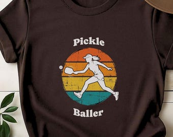 Pickle Baller T-Shirt, Retro Pickleball Shirt, Vintage Silhouette Pickle Ball Tee, Cute Pickleball Gift, Sports Humor Tshirt, Athlete Gift