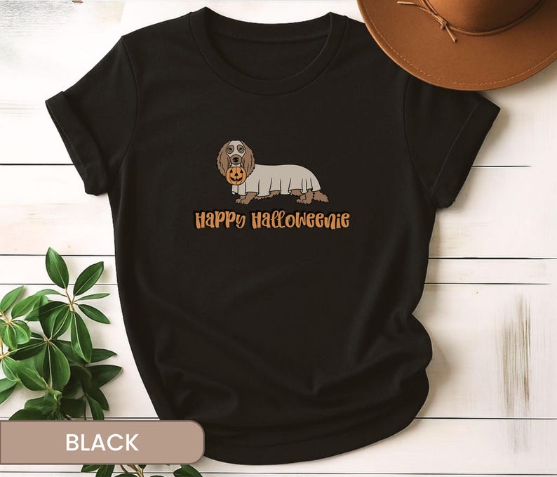 Happy Halloweenie Shirt, Cute Dachshund TShirt, Wiener Dog Mom Gift, Doxie Lover Present, Spooky Season Apparel image 2