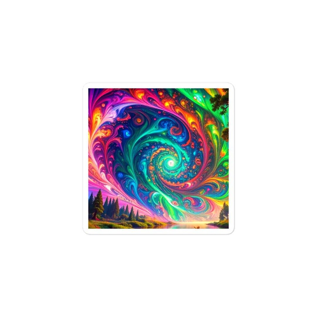 Bubble-free Stickers- Vortex Above the Pines - Etsy