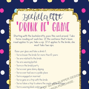 Printable Bachelorette Game/ Bachelorette Drinking Game / Bachelorette ...